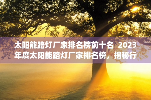 太阳能路灯厂家排名榜前十名  2023年度太阳能路灯厂家排名榜，揭秘行业领军品牌及选购攻略