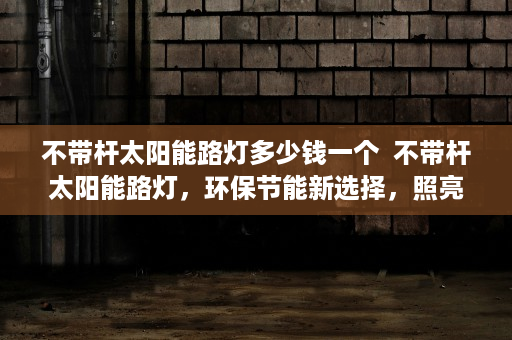 不带杆太阳能路灯多少钱一个  不带杆太阳能路灯，环保节能新选择，照亮城市绿色未来