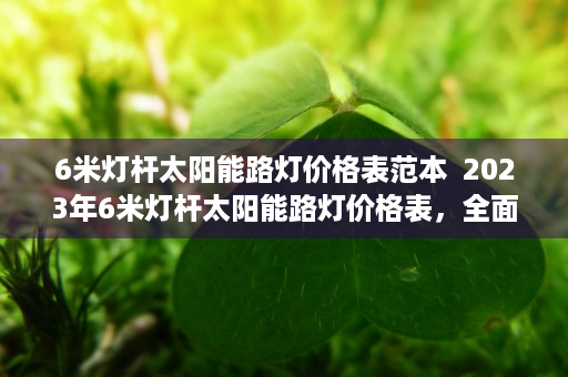 6米灯杆太阳能路灯价格表范本  2023年6米灯杆太阳能路灯价格表，全面解析太阳能路灯市场行情
