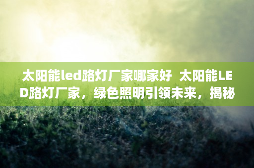 太阳能led路灯厂家哪家好  太阳能LED路灯厂家，绿色照明引领未来，揭秘优质厂家选购攻略