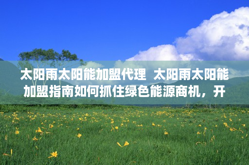 太阳雨太阳能加盟代理  太阳雨太阳能加盟指南如何抓住绿色能源商机，开启环保创业新篇章